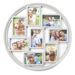 Gray Circle 8-Opening Collage Picture Frame, (4" X 6")