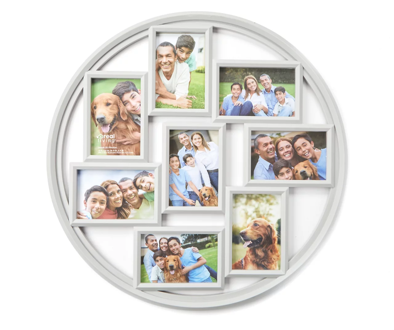 Gray Circle 8-Opening Collage Picture Frame, (4" X 6")