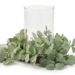 Glass Hurricane With Greenery