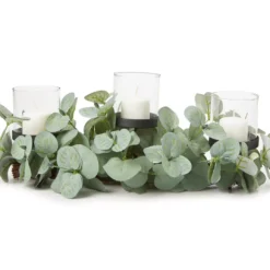 Glass 3-Tier Votive Candle Holder With Greenery