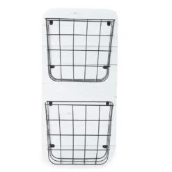 White Wire Double-Bin Mail Wall Organizer
