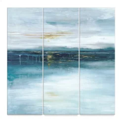 Blue & Tan Abstract 3-Piece Triptych Wrapped Canvas Set