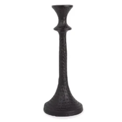 Black Hammered Metal Taper Candle Holder, (12")