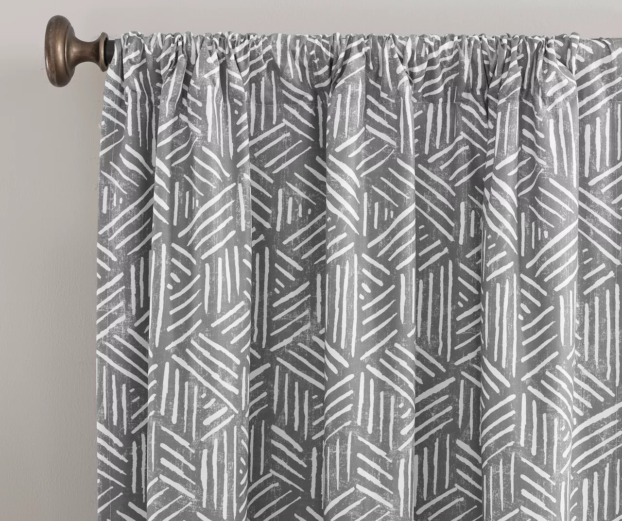 Gray Geometric Quill Blackout Rod Pocket Curtain Panel, (84") - Image 2