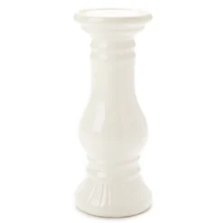 Ivory Ceramic Pillar Candle Holder, (10")
