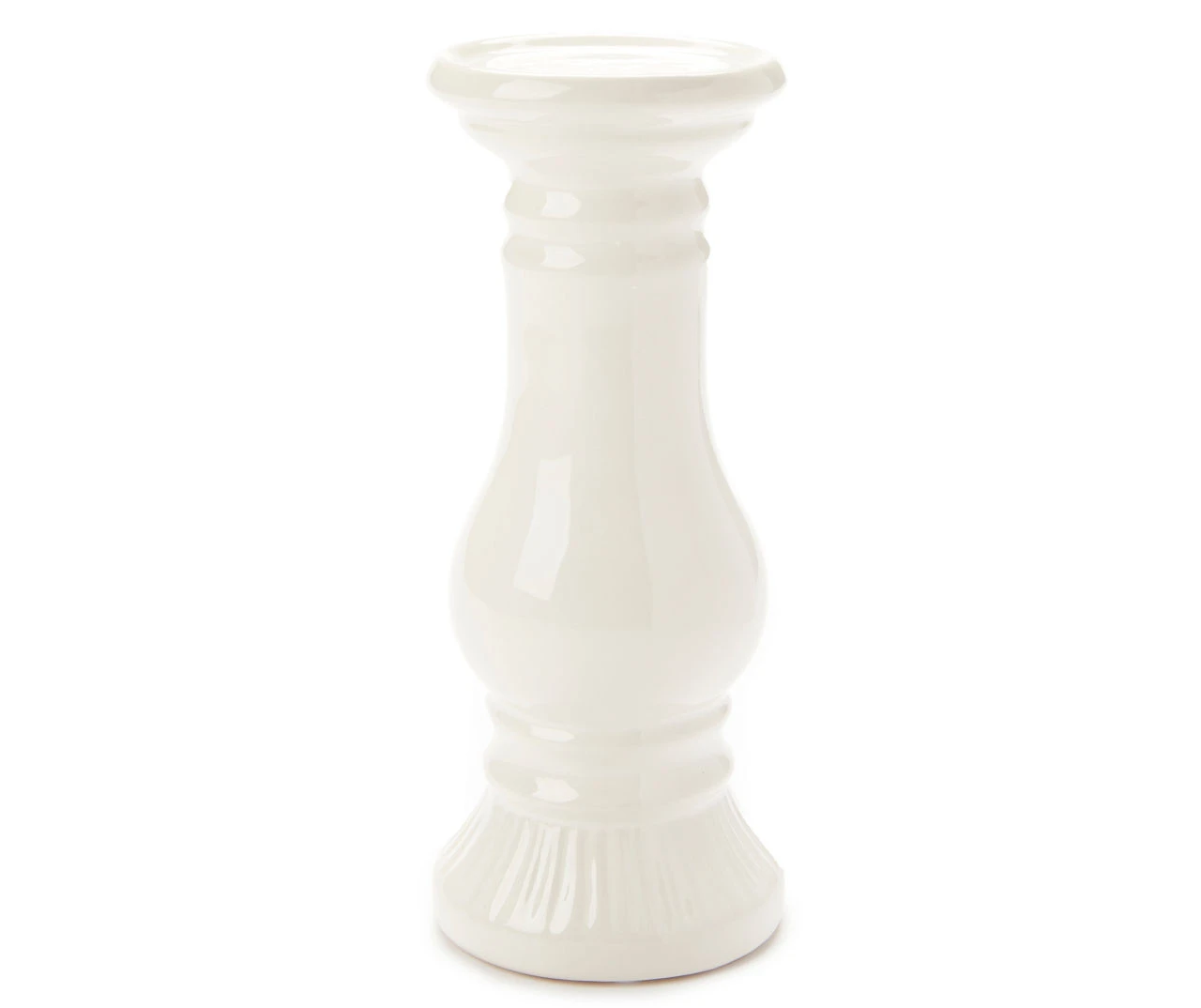 Ivory Ceramic Pillar Candle Holder, (10")