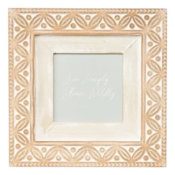"Live Simply" Tan & Light Sage Leaf-Pattern Framed Wall Plaque