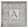 White Distressed Carved Floral Monogram Square Wall Plaque