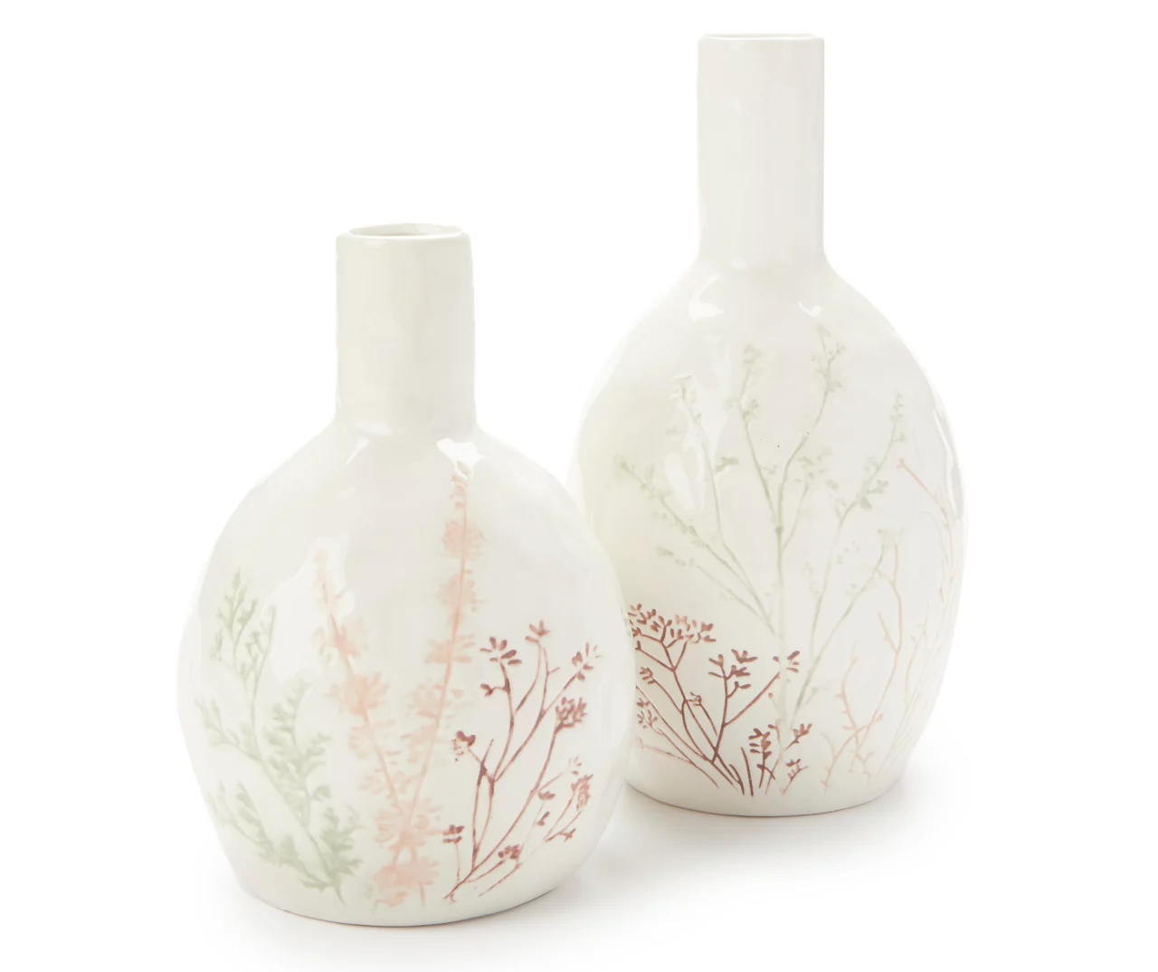 White Floral Ceramic Vase, (10") - Image 2