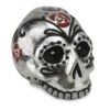 Silver Sugar Skull Taper Candle Holder