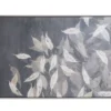 Gray & White Leaves Framed Canvas