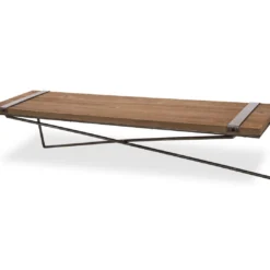 Natural Brown & Black Cross-Bar Wall Shelf, (31.5")