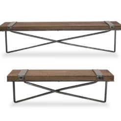 Brown & Black Cross-Bar 2-Piece Wall Shelf Set