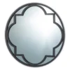 Black Quatrefoil-Accent Round Wall Mirror, (23.62")