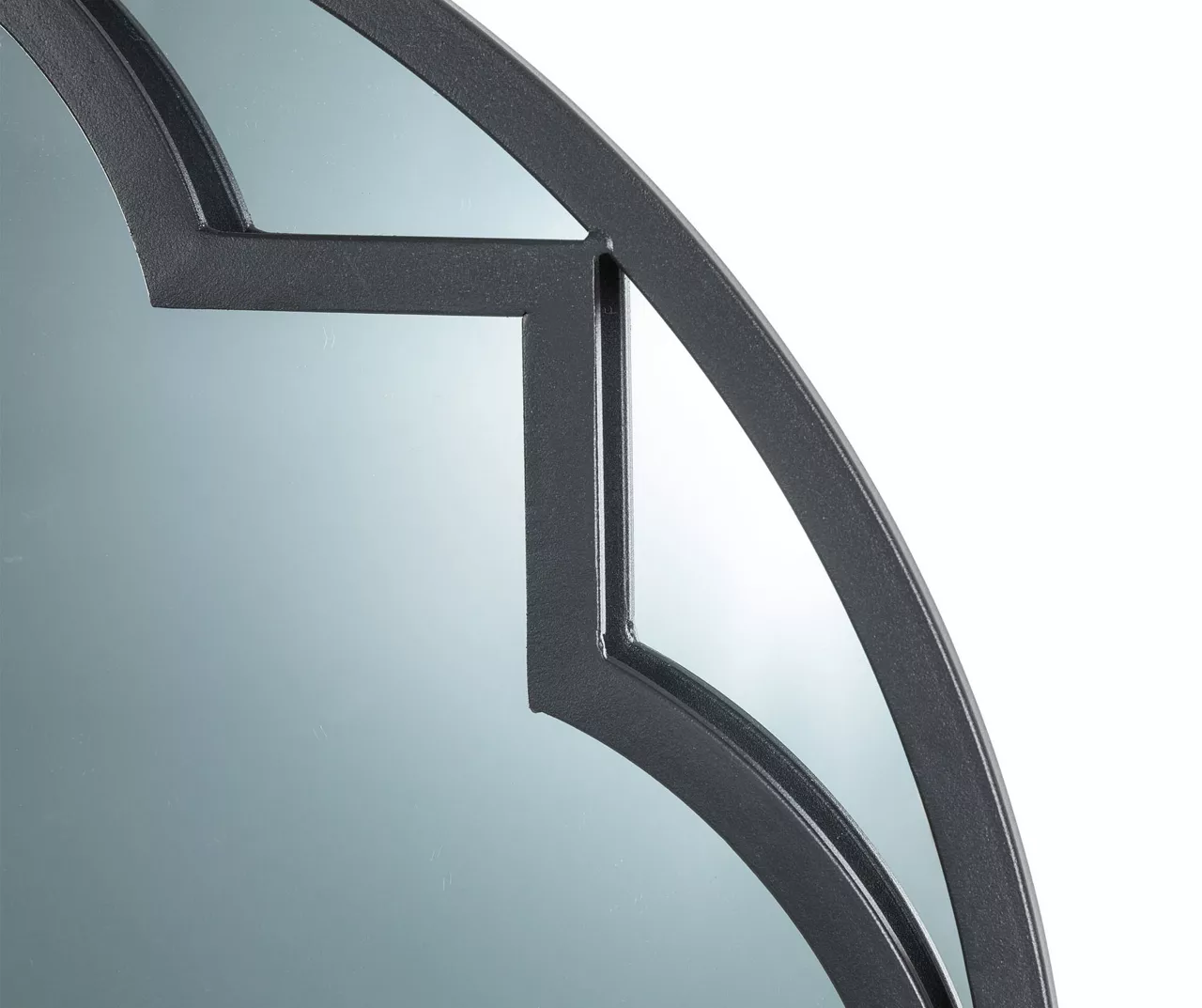 Black Quatrefoil-Accent Round Wall Mirror, (23.62") - Image 7