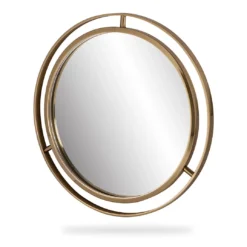 Gold Open-Border Round Wall Mirror, (24")