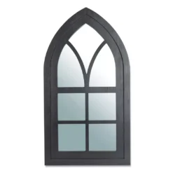Black Arching Windowpane Wall Mirror, (40.16")