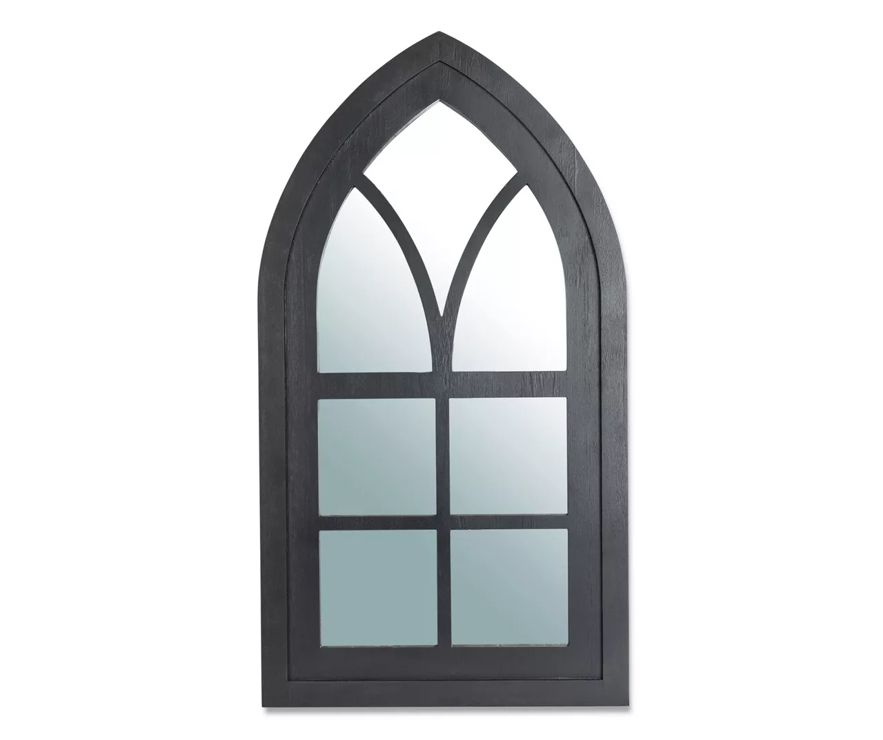 Black Arching Windowpane Wall Mirror, (40.16")