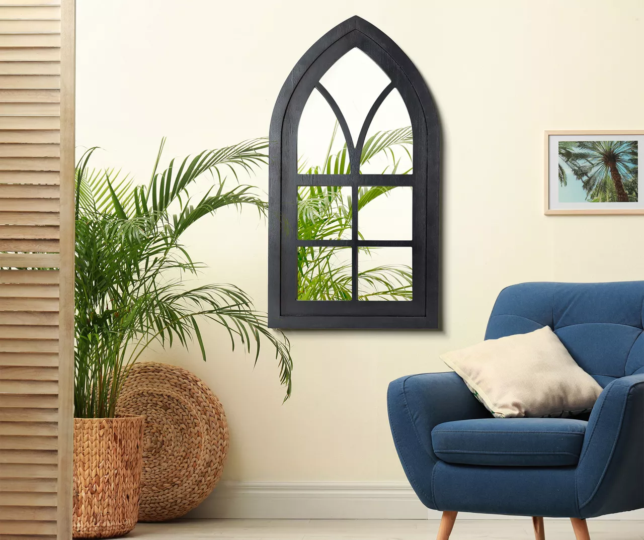 Black Arching Windowpane Wall Mirror, (40.16") - Image 7