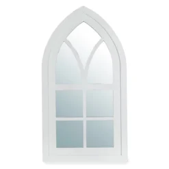 White Arching Windowpane Wall Mirror, (40.16")