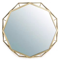 Gold Octagon Geometric-Border Wall Mirror, (28.15")