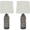 Black & White Streak Mahima Paper Table Lamp, 2-Pack