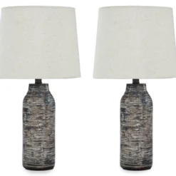 Black & White Streak Mahima Paper Table Lamp, 2-Pack