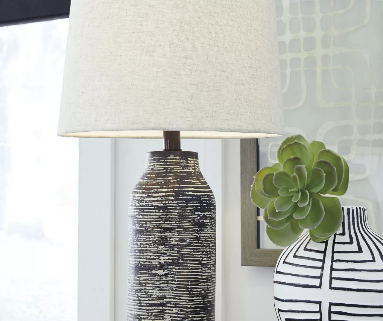 Black & White Streak Mahima Paper Table Lamp, 2-Pack - Image 2