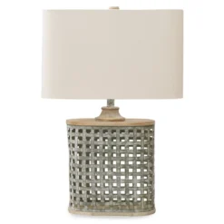 Gray Basketweave Deondra Table Lamp