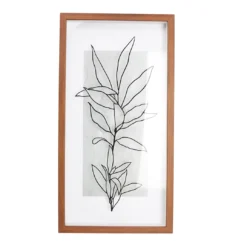 Black & Brown Botanical Line Drawing Leafy Plant Framed Wall Art