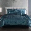 Blue Velvet Crinkle Turin Queen 7-Piece Comforter Set