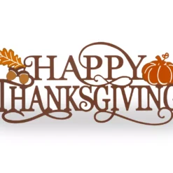 "Happy Thanksgiving" Leaves & Pumpkin Wordscript Wall Decor