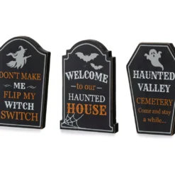 Halloween Sentiments 3-Piece Tombstone Tabletop Decor Set