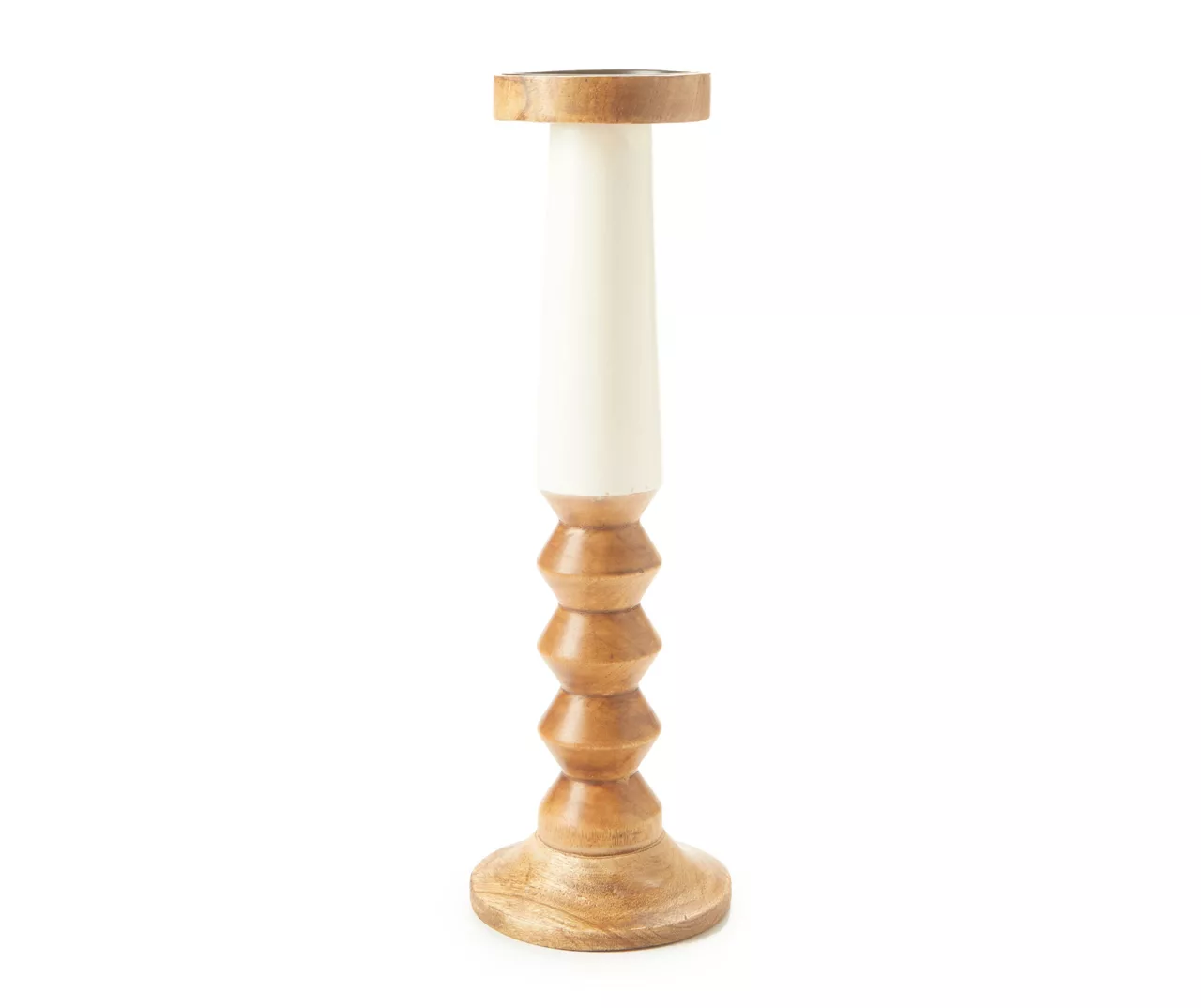 Brown & Beige 2-Tone Ripple-Pillar Candle Holder, (16")