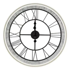 Rustic White Roman Numeral Round Wall Clock