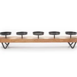 Wood & Metal 5-TierĀ Pillar Candle Holder