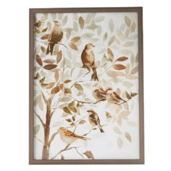 Brown & White Birds In Tree Framed Art Print