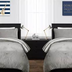 Gray Stripe Plush Comforter Set