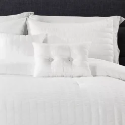Farmhouse White Seersucker King 5-Piece Comforter Set