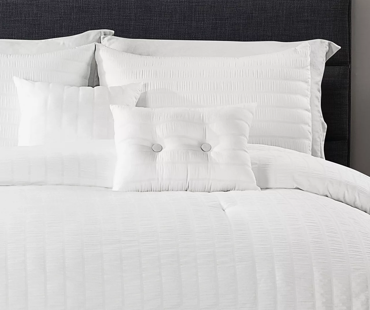 Farmhouse White Seersucker King 5-Piece Comforter Set