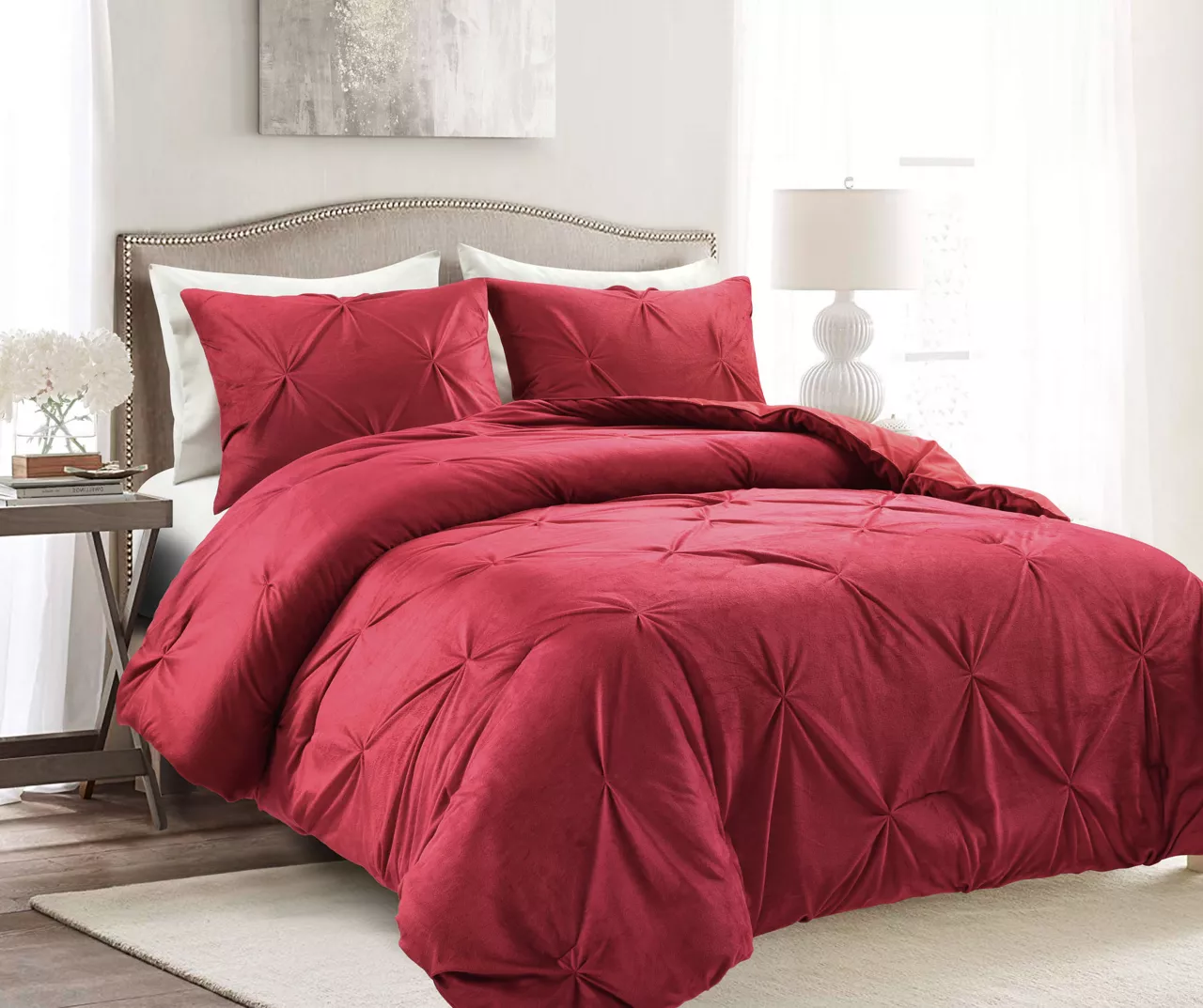 Red Diamond Pintuck Velvet King 3-Piece Comforter Set