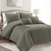 Aurora Dark Gray Pleated Pintuck King 5-Piece Comforter Set