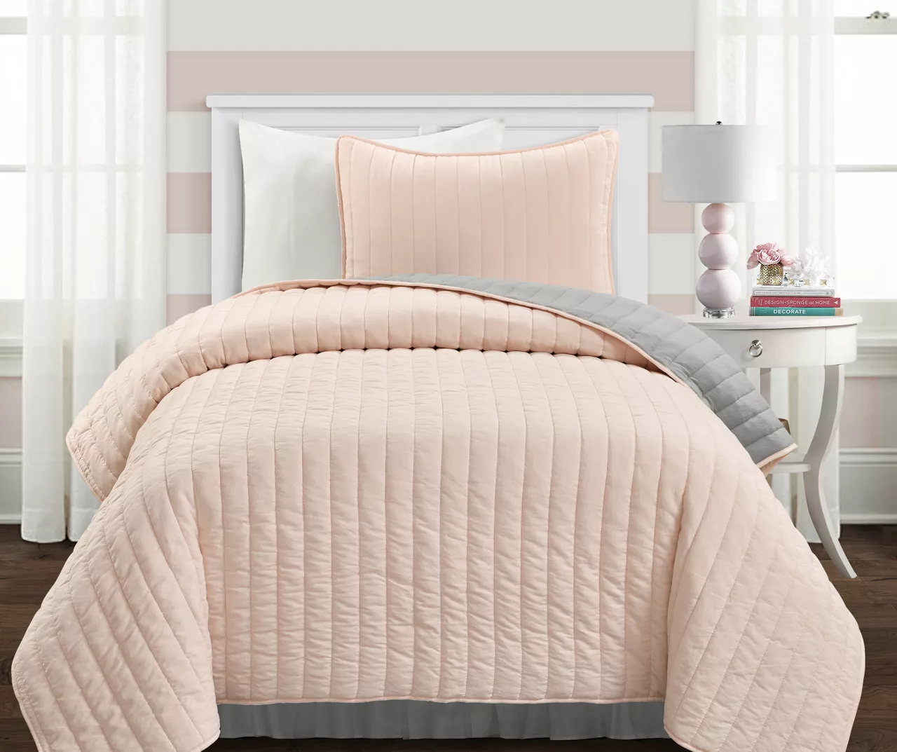 Stripe All-Season Coverlet Quilt Set
