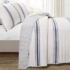 Farmhouse White & Navy Stripe Reversible King 3-Piece Quilt Set