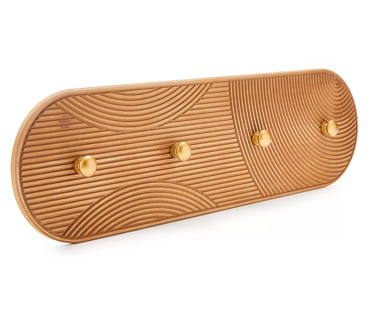 Brown & Gold Carved Linework Wall Plaque With Hooks - Image 2