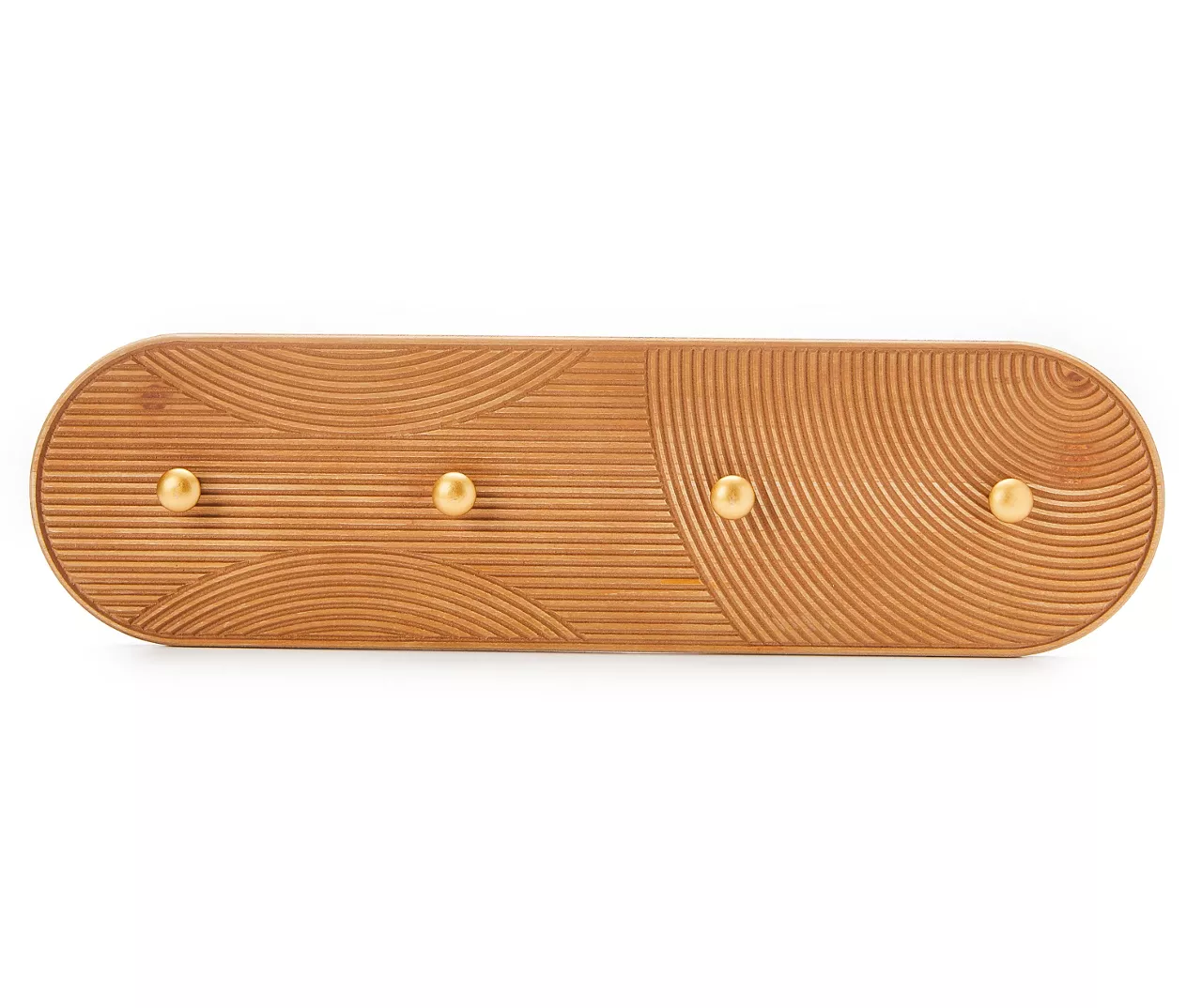 Brown & Gold Carved Linework Wall Plaque With Hooks