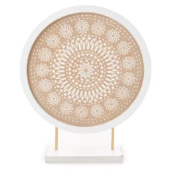 White & Brown Medallion Tabletop Plaque