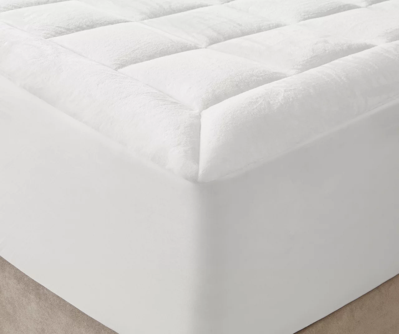 White Waterproof Down-Alternative King Mattress Pad - Image 2