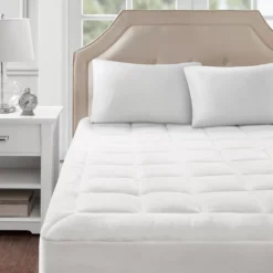 White Waterproof Down-Alternative Twin Mattress Pad