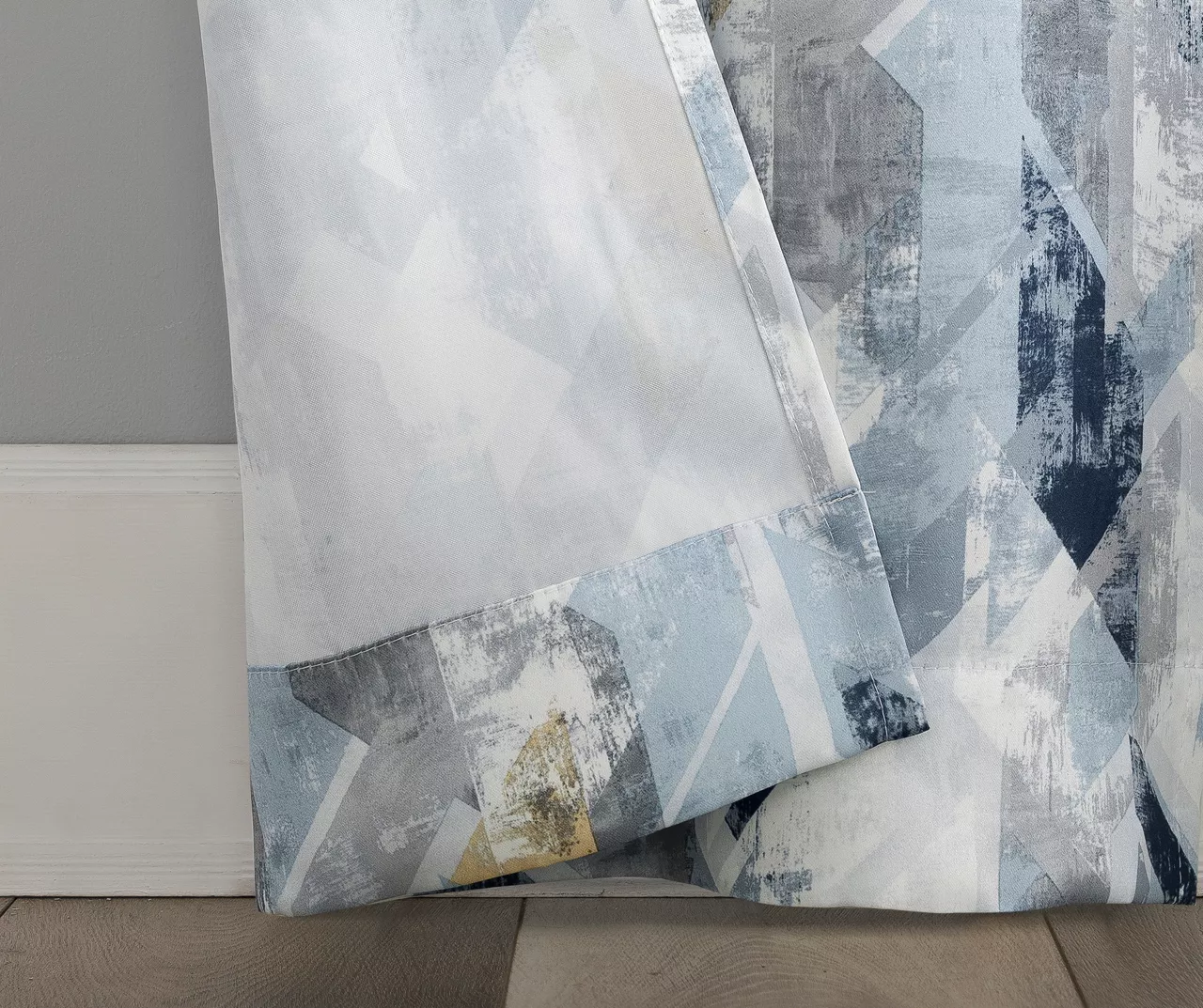 Kennett Navy Distressed Geometric Room-Darkening Grommet 4-Piece Curtain Panel Set, (84") - Image 3